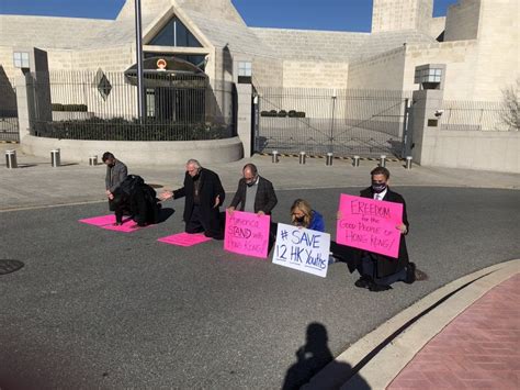 Chinese embassy entrance blocked yesterday by protesters calling for ...