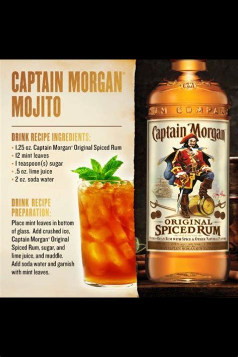 Captain Morgan Mojito | Alcohol drink recipes, Mixed drinks recipes ...