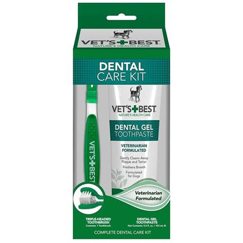 VET'S BEST DOG DENTAL CARE COMPLETE KIT. Gently cleans away plaque and tartar and leaves fresh ...