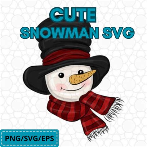 Snowman SVG Cute Christmas Scarf Snowman SVG Snowman Face SVG for ...