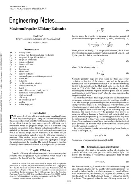 (PDF) Maximum Propeller Efficiency Estimation