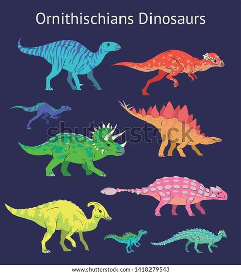 Set Ornithischian Dinosaurs Colorful Vector Illustration Stock Vector (Royalty Free) 1418279543 ...