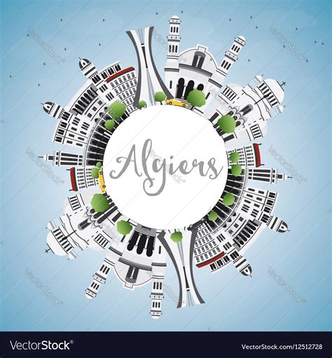 Algiers skyline with gray buildings Royalty Free Vector