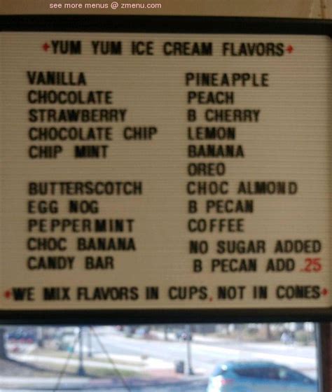 Online Menu of Yum Yum Better Ice Cream Restaurant, Greensboro, North Carolina, 27403 - Zmenu