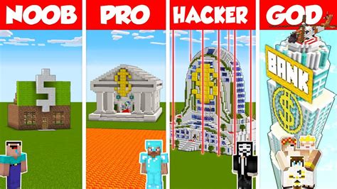 Minecraft SECURE BANK HOUSE BUILD CHALLENGE - NOOB vs PRO vs HACKER vs GOD / Animation - YouTube