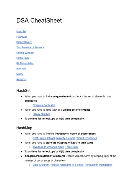 DSA Cheat Sheet | PDF | Matrix (Mathematics) | Computer Data