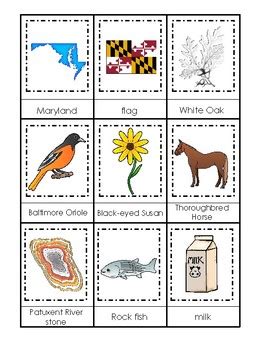 Maryland State Symbols themed 3 Part Matching Game. Printable Preschool ...