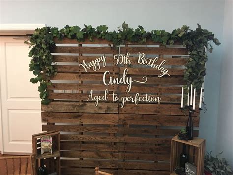 Wood pallet birthday party backdrop | Backdrops for parties, 40th party ideas, Birthday backdrop