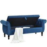 Storage Bench for Bedroom End of Bed Zarler Rolled Armed Velvet Ottoman Couch Long Bench Bedroom ...