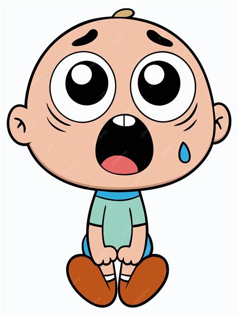 A cartoon drawing of a baby crying with a sad expression | Premium AI ...