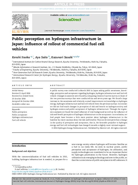 (PDF) Public perception on hydrogen infrastructure in Japan: Influence ...