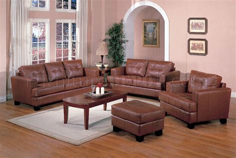 2 Pc Brown Bonded Leather Elegant Sofa & Loveseat Set