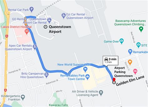 Airport-Parking-Queenstown-Location-Map-Drive - Affordable Parking Close To Queenstown Airport