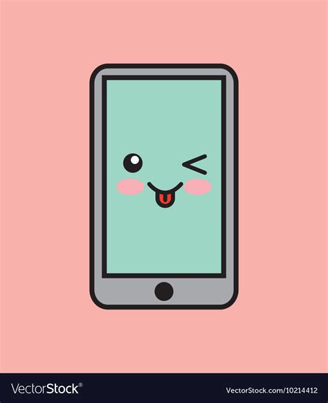 Cellphone kawaii icon design Royalty Free Vector Image