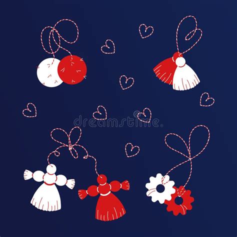 Martisor Set of Symbols of Spring Vector Illustration Stock ...