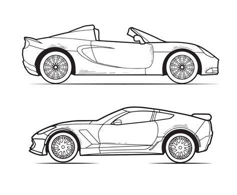 Two Outline Car Sketch Isolated on a White Background 12744396 Vector ...