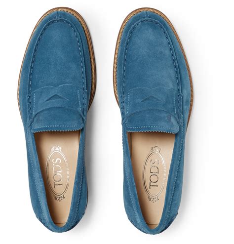 Tod's Suede Penny Loafers in Blue for Men - Lyst