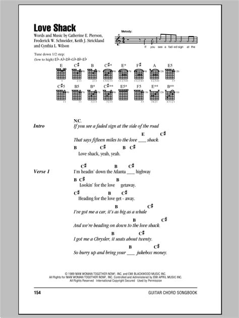 Love Shack by The B-52s Sheet Music for Guitar Chords/Lyrics at Sheet Music Direct