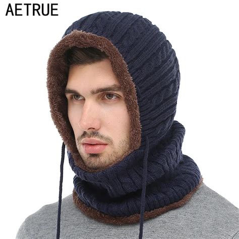 AETRUE Winter Knitted Hat Beanie Men Scarf Skullies Beanies Winter Hats For Women Men Caps ...