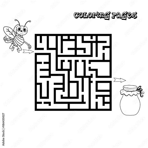 Black and White Cartoon Vector Illustration of Education Maze Stock ...