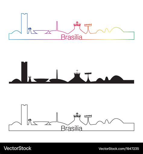 Brasilia skyline linear style with rainbow Vector Image