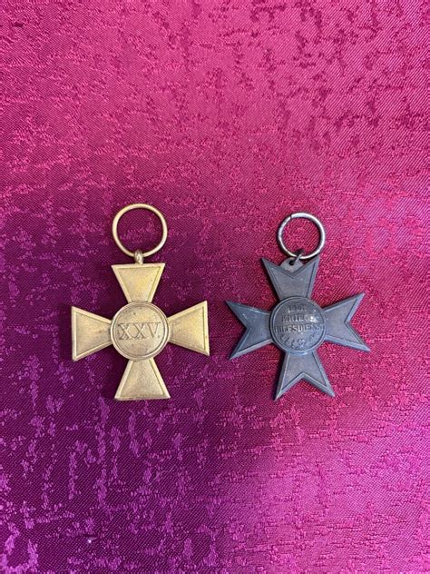 WW1 Imperial German Medals Lot of Two. Prussian 25 Year Cross & War Merit Cross | eBay