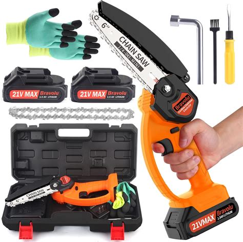 Buy Mini Chainsaw 6 Inch, Bravolu Cordless Power Chain Saws, Portable 21V Chainsaw Battery ...