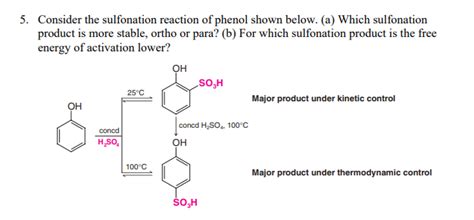 Solved 5. Consider the sulfonation reaction of phenol shown | Chegg.com