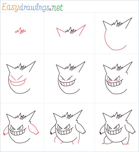 How To Draw Gengar Pokemon Step By Step Easy Drawing Tutorials In ...