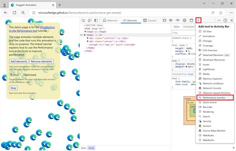 Measure runtime performance of a page using the Performance monitor ...