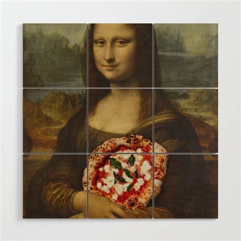 Portrait of Mona Lisa del Giocondo, Pizza - Leonardo da Vinci Wood Wall Art by Classic Master ...