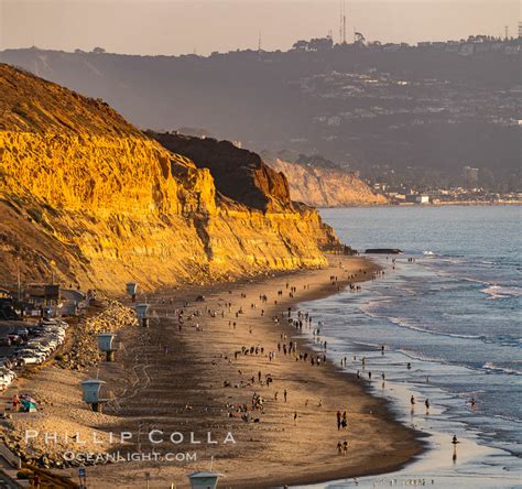 Torrey Pines State Beach at Sunset, Torrey Pines State Reserve, San ...