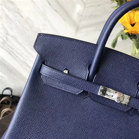 Sale Hermes Epsom Calf Leather Birkin25CM Bag in 73 Blue Saphir Silver Hardware – HEMA Leather ...