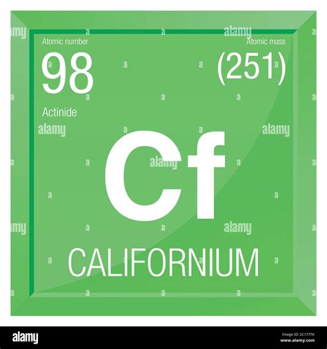 Californium symbol. Element number 98 of the Periodic Table of the Elements - Chemistry - Square ...