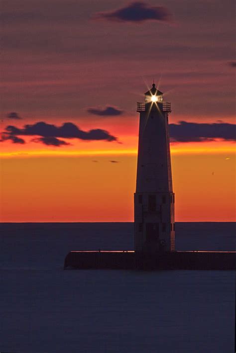 Sunset at Frankfort Lighthouse | Michigan (by pixquik) | Lighthouse pictures, Lighthouse photos ...