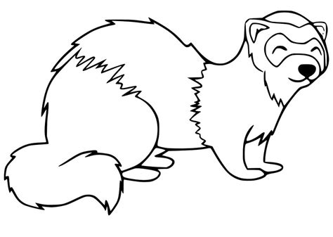 Cute Ferret Coloring Page - Free Printable Coloring Pages for Kids