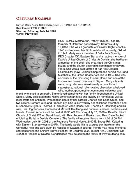 Writing a Newspaper Obituary - Examples, Format, PDF, Tips