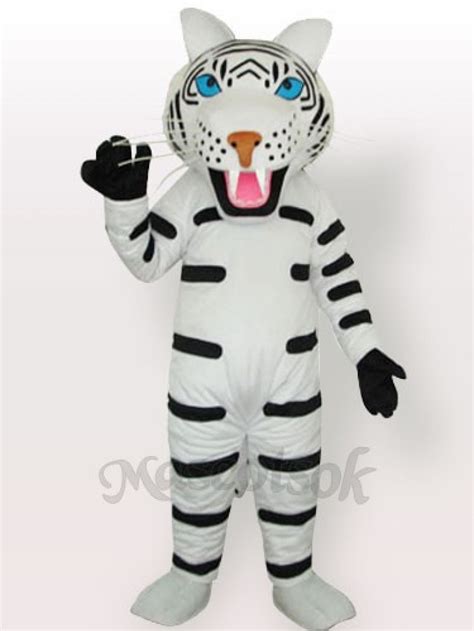 White Tiger with Black Stripes Adult Mascot Costume Type B