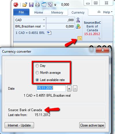 Bank of Canada currency rates for the DeskCalc currency converter