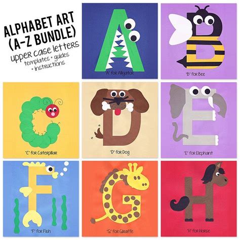 A to Z Alphabet Art Template, Upper Case Letters Bundle | Preschool ...