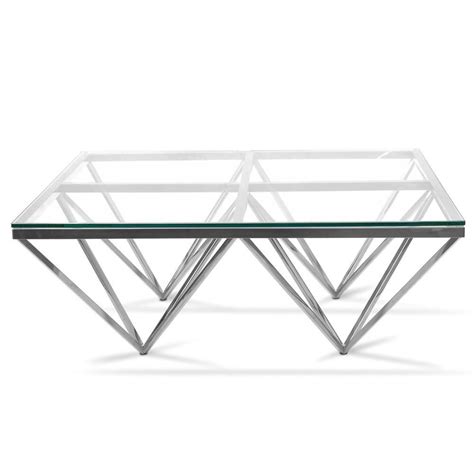 Pyramid Coffee Table Square Silver | INTERIORS ONLINE Square Glass Coffee Table, Square Side ...