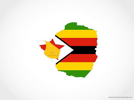 Printable Vector Map of Zimbabwe - Flag | Free Vector Maps