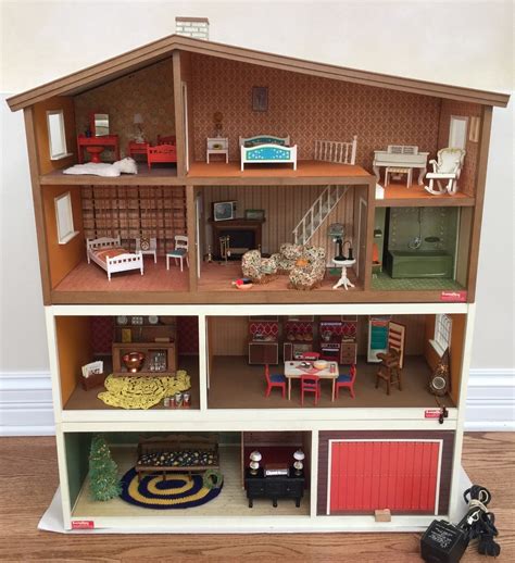 Vintage Lundby Sweden Furnished 4-STORY Mid-Century Modern Miniature ...