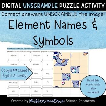 Element Names & Symbols Unscramble Puzzle by Kristen Mulnix | TPT