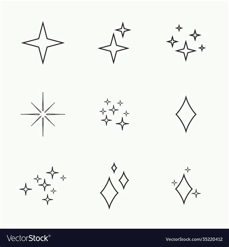 Set stars sparkle Royalty Free Vector Image - VectorStock