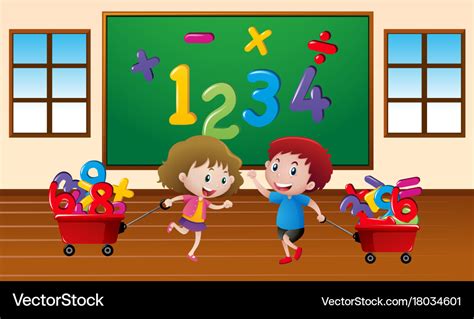 Kids learning math in classroom Royalty Free Vector Image