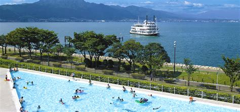 Lake Biwa summer panorama—embrace the open air Swimming pool (outside ...