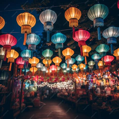 Premium AI Image | photo of beautiful colorful chinese lanterns