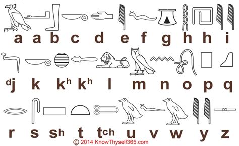 Hieroglyphic Alphabet For Kids Printable