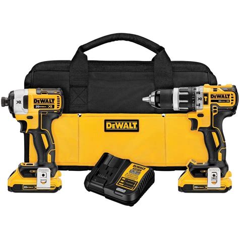 DEWALT 20V MAX XR Cordless Brushless Hammer Drill/Impact 2 Tool Combo ...